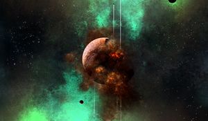 Preview wallpaper planet, explosion, spaceships, space