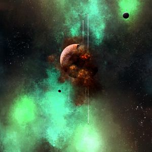 Preview wallpaper planet, explosion, spaceships, space