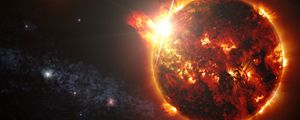 Preview wallpaper planet, explosion, stars, glow, space