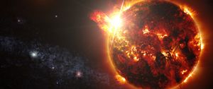 Preview wallpaper planet, explosion, stars, glow, space