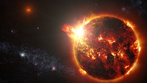 Preview wallpaper planet, explosion, stars, glow, space