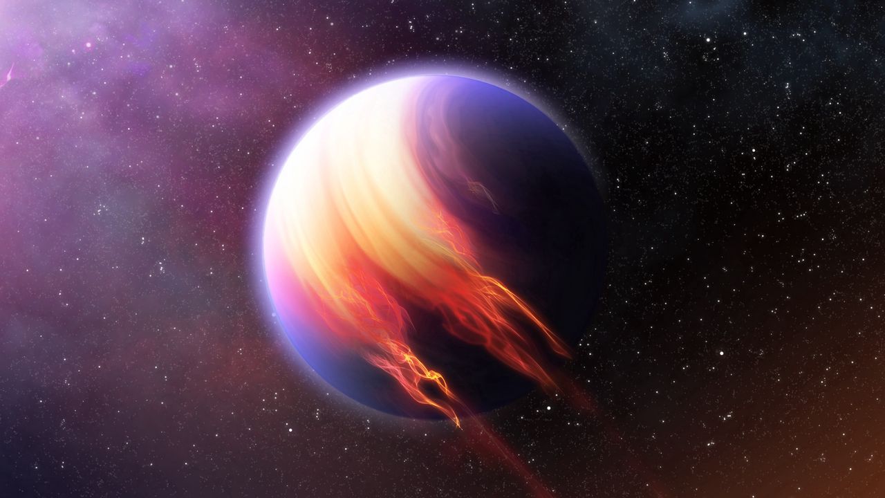 Wallpaper planet, fire, rotation, space, stars