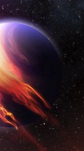 Preview wallpaper planet, fire, rotation, space, stars
