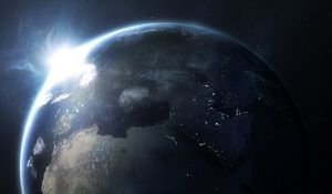 Preview wallpaper planet, flash, light, shine, space