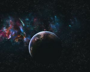 Preview wallpaper planet, galaxy, blur, spots, light, stars