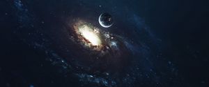 Preview wallpaper planet, galaxy, nebula, spiral, bright, space, universe