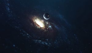 Preview wallpaper planet, galaxy, nebula, spiral, bright, space, universe