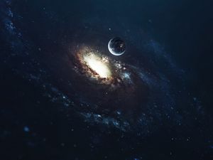 Preview wallpaper planet, galaxy, nebula, spiral, bright, space, universe