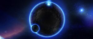 Preview wallpaper planet, glow, blue, light, space