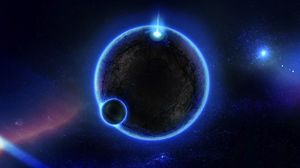 Preview wallpaper planet, glow, blue, light, space