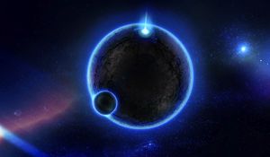Preview wallpaper planet, glow, blue, light, space