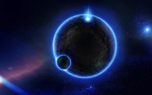 Preview wallpaper planet, glow, blue, light, space