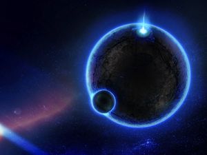 Preview wallpaper planet, glow, blue, light, space