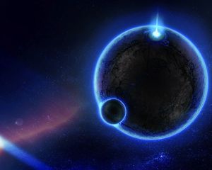 Preview wallpaper planet, glow, blue, light, space