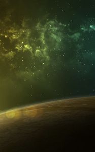 Preview wallpaper planet, glow, glare, nebula, stars, space