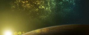 Preview wallpaper planet, glow, glare, nebula, stars, space