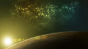 Preview wallpaper planet, glow, glare, nebula, stars, space