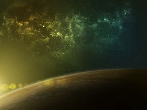 Preview wallpaper planet, glow, glare, nebula, stars, space