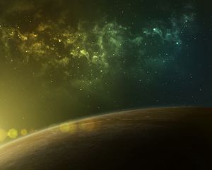 Preview wallpaper planet, glow, glare, nebula, stars, space