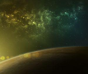 Preview wallpaper planet, glow, glare, nebula, stars, space