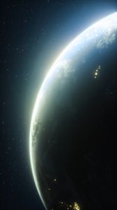 Preview wallpaper planet, glow, space, stars, universe
