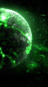 Preview wallpaper planet, green, glow, bright, space