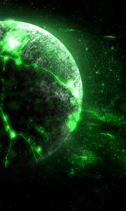 Preview wallpaper planet, green, glow, bright, space