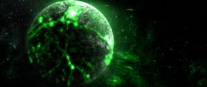 Preview wallpaper planet, green, glow, bright, space