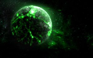 Preview wallpaper planet, green, glow, bright, space