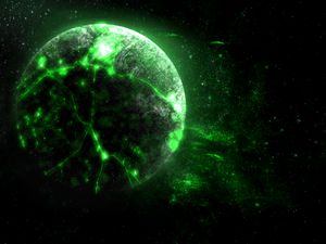Preview wallpaper planet, green, glow, bright, space
