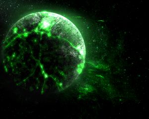 Preview wallpaper planet, green, glow, bright, space