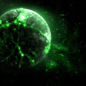 Preview wallpaper planet, green, glow, bright, space