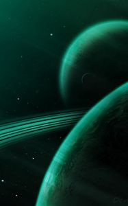 Preview wallpaper planet, green, space, stars, universe