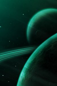 Preview wallpaper planet, green, space, stars, universe