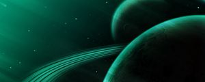 Preview wallpaper planet, green, space, stars, universe