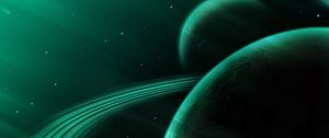 Preview wallpaper planet, green, space, stars, universe