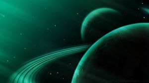 Preview wallpaper planet, green, space, stars, universe