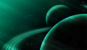 Preview wallpaper planet, green, space, stars, universe