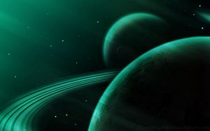 Preview wallpaper planet, green, space, stars, universe