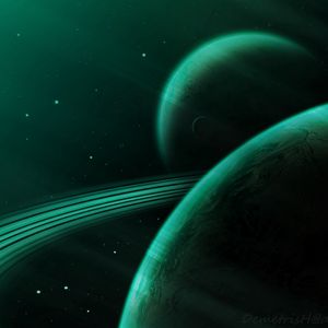 Preview wallpaper planet, green, space, stars, universe