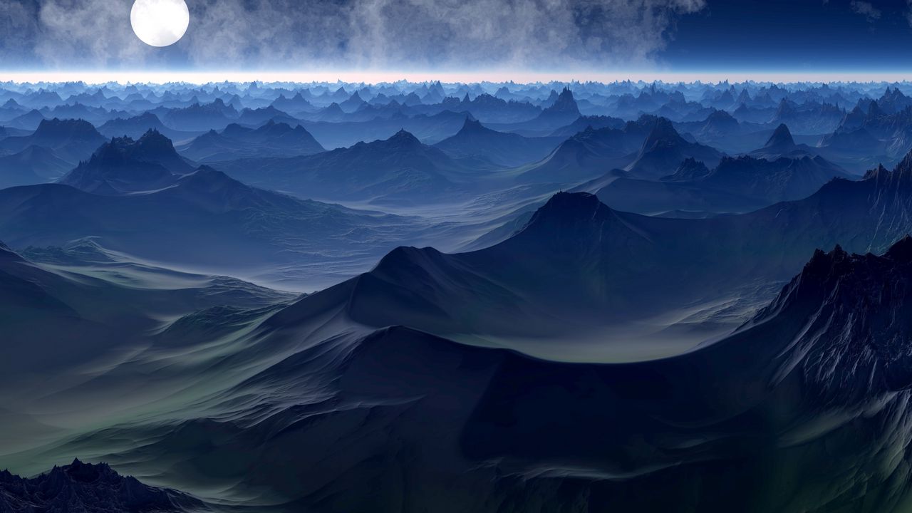 Wallpaper planet, hills, art, horizon