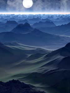 Preview wallpaper planet, hills, art, horizon