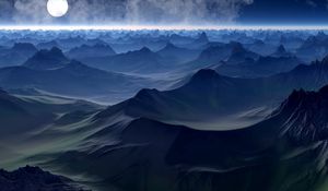 Preview wallpaper planet, hills, art, horizon