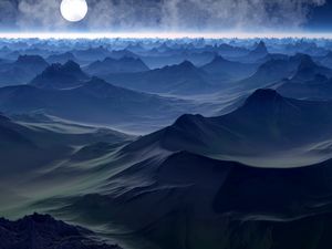 Preview wallpaper planet, hills, art, horizon
