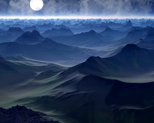 Preview wallpaper planet, hills, art, horizon