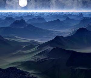 Preview wallpaper planet, hills, art, horizon