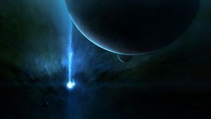 Preview wallpaper planet, light beam, space