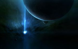 Preview wallpaper planet, light beam, space