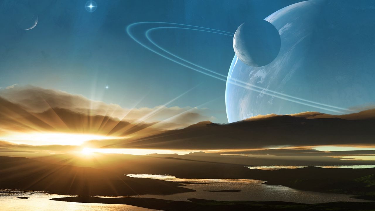 Wallpaper planet, light, saturn, drawing hd, picture, image
