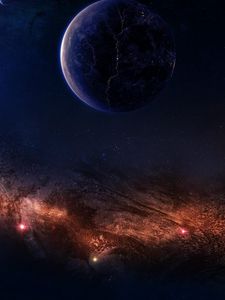 Preview wallpaper planet, light, stars, nebula